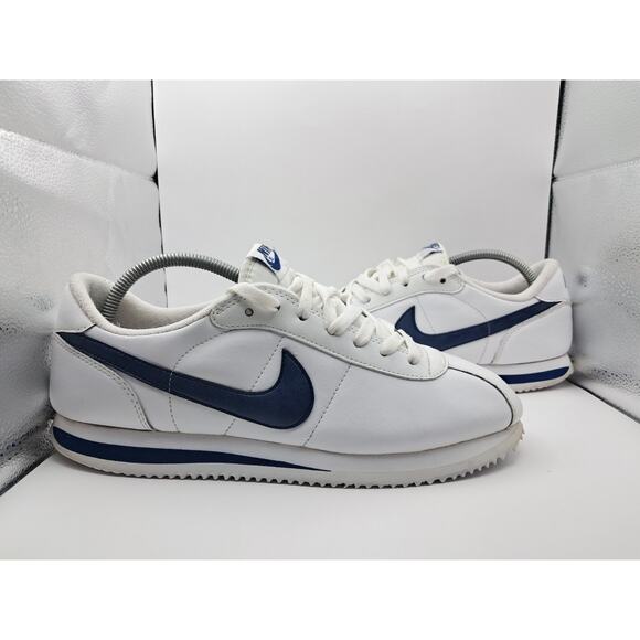 Size 9.5M | 11W - Nike Cortez Leather '06 'White Navy' - 316418-143 - Picture 1 of 9